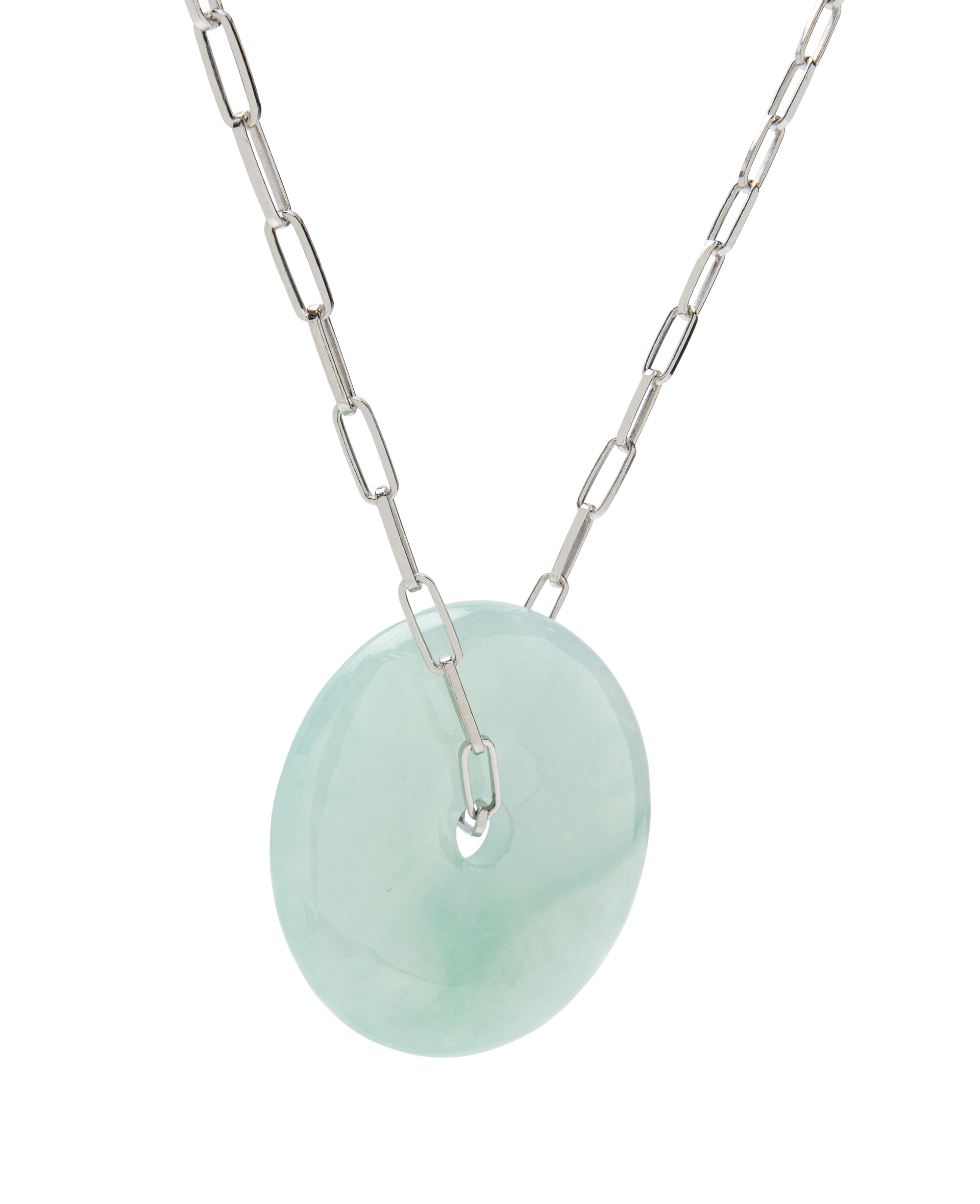 Jadeite Donut Pendant Necklace