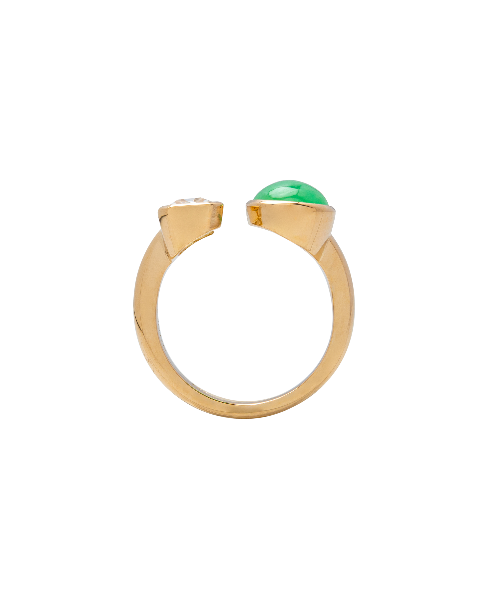 Jadeite x Quartz Open Shank Ring 18k