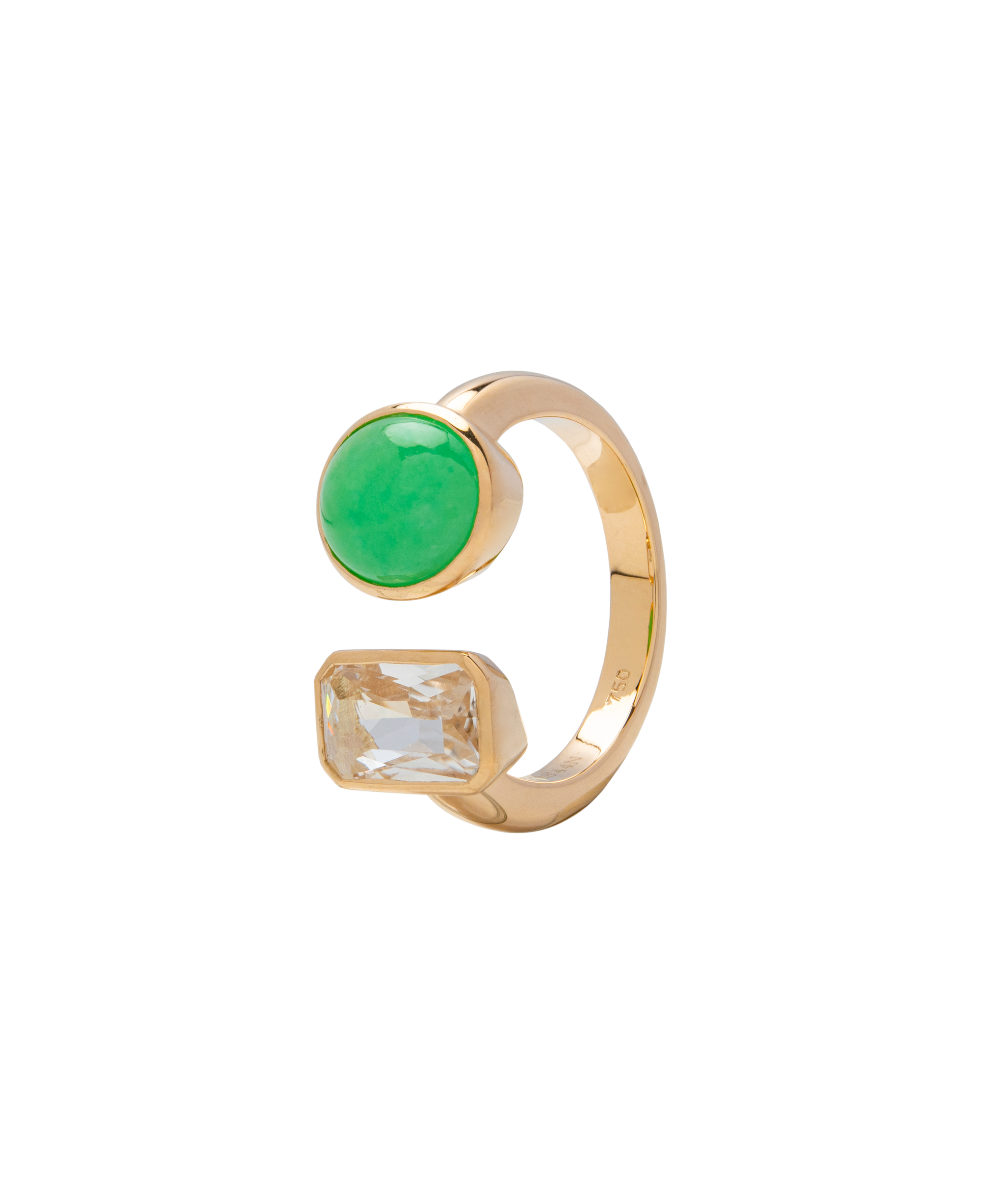 Jadeite x Quartz Open Shank Ring 18k