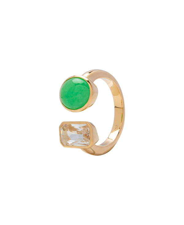 Jadeite x Quartz Open Shank Ring 18k