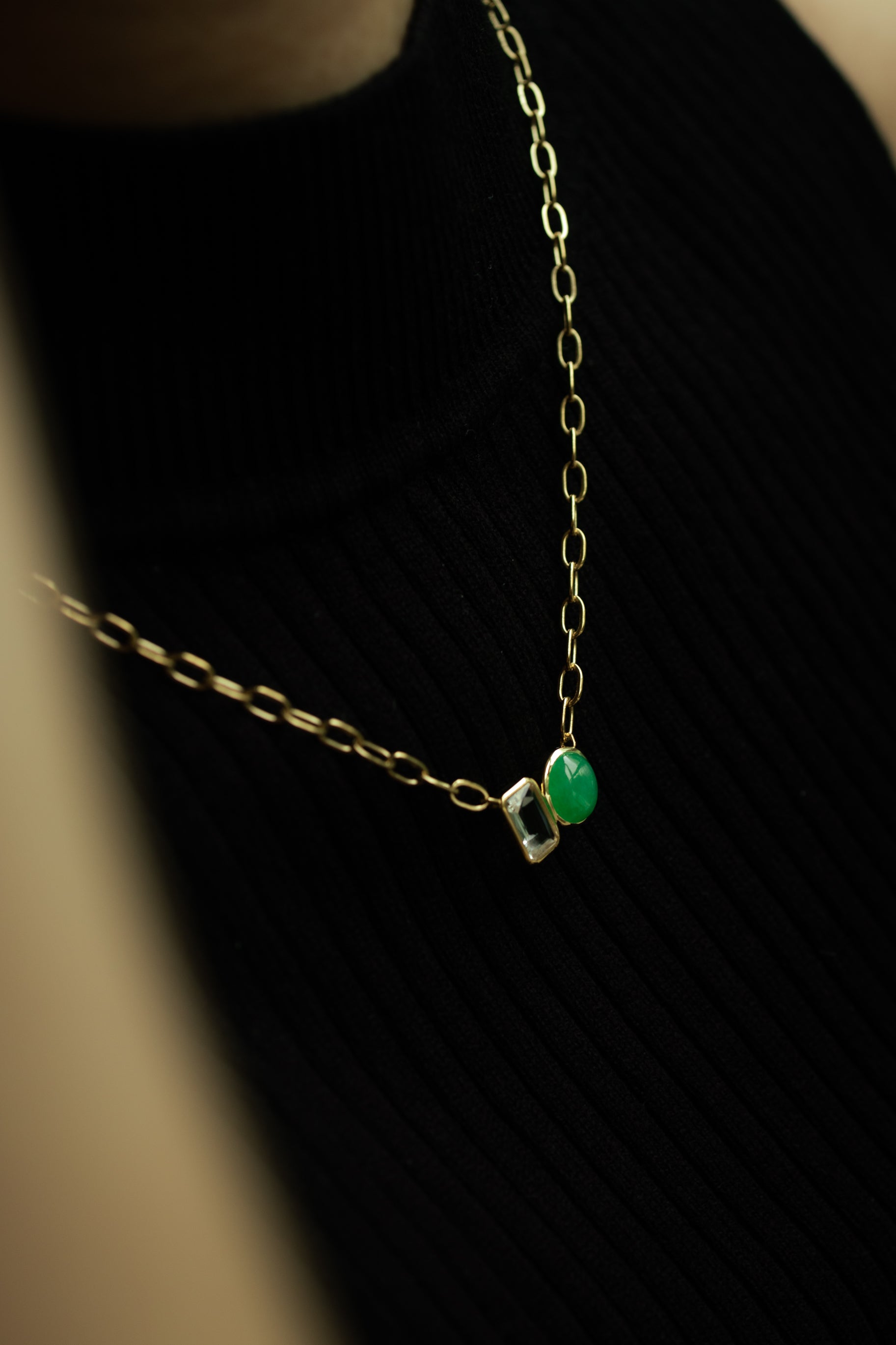 Jadeite x Quartz Necklace 18k