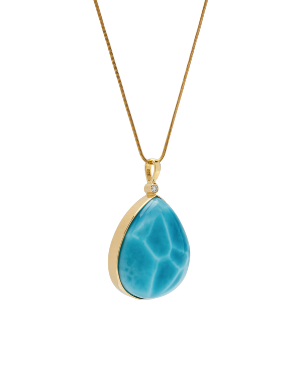 Ocean-inspired Larimar pendant with smooth polished finish