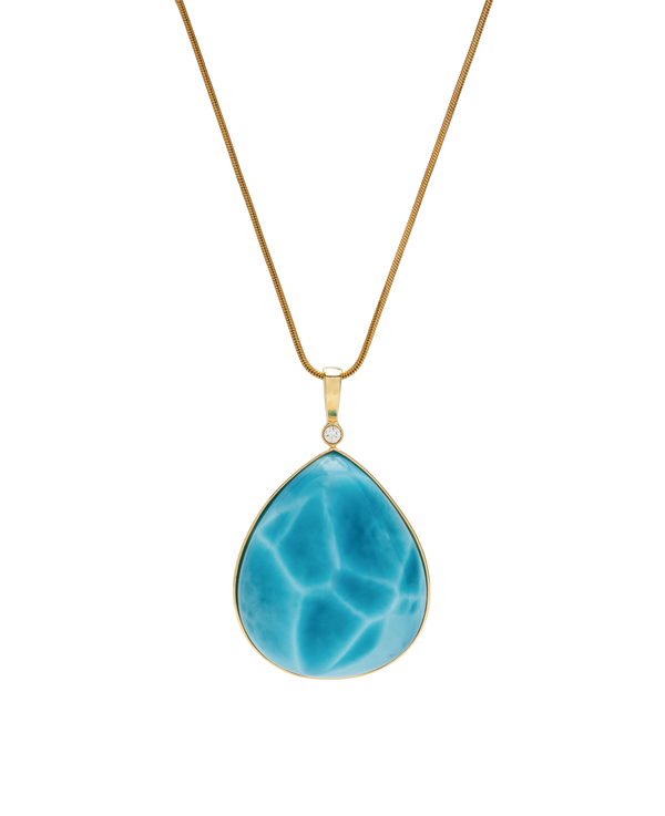 Ocean-inspired Larimar pendant with smooth polished finish