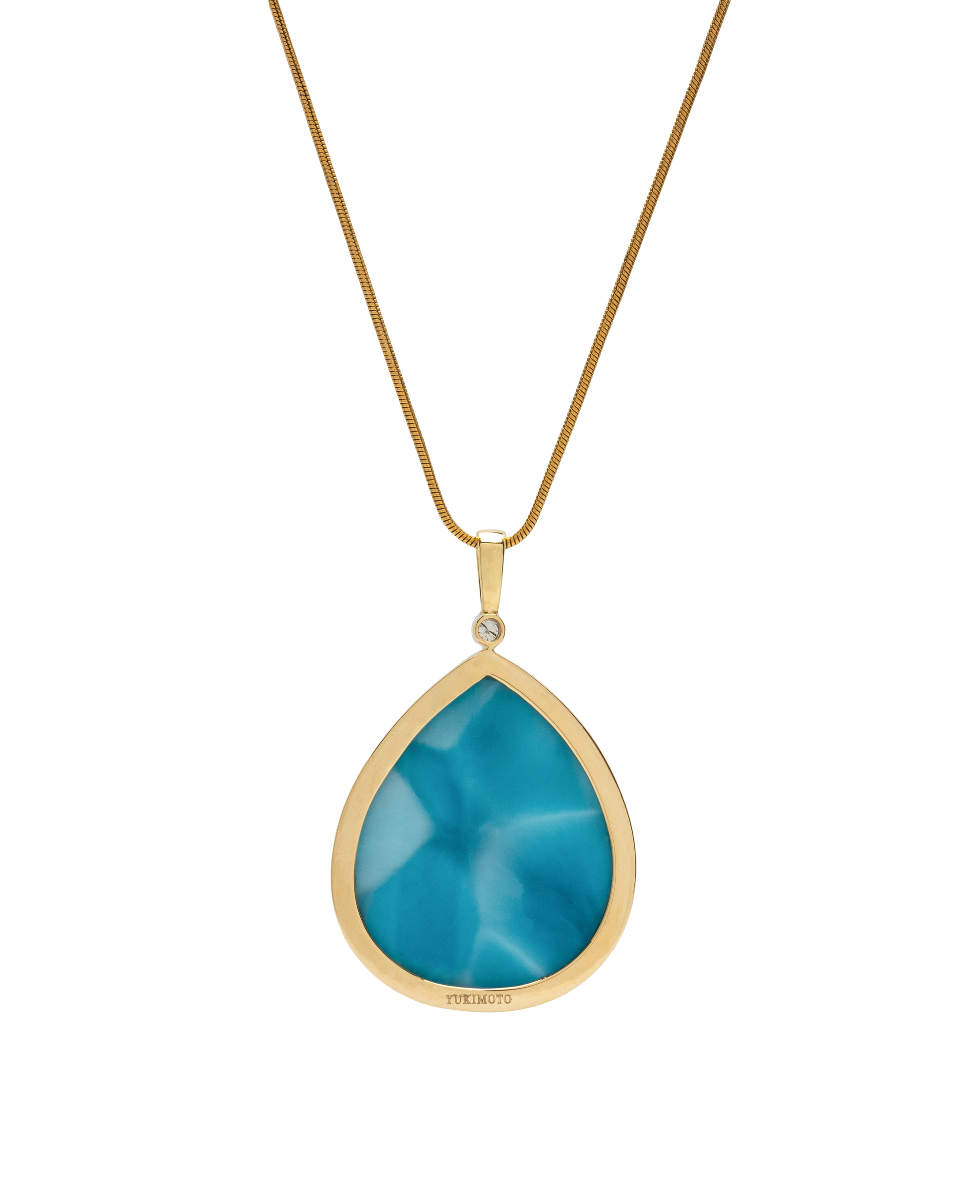 Ocean-inspired Larimar pendant with smooth polished finish