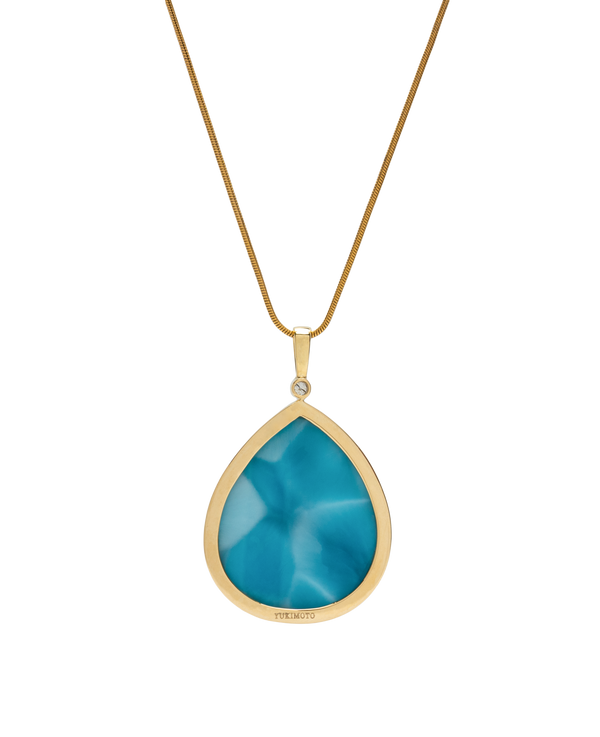 Ocean-inspired Larimar pendant with smooth polished finish