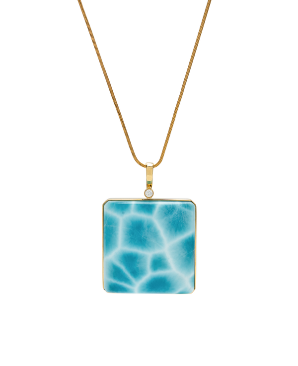 Natural Larimar pendant with vivid ocean blue tones