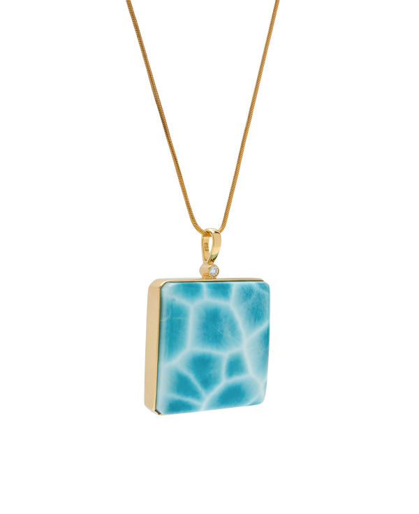 Natural Larimar pendant with vivid ocean blue tones