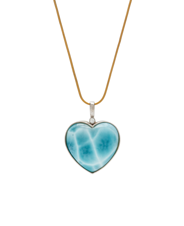 Natural Dominican Larimar gemstone pendant, two-faced design