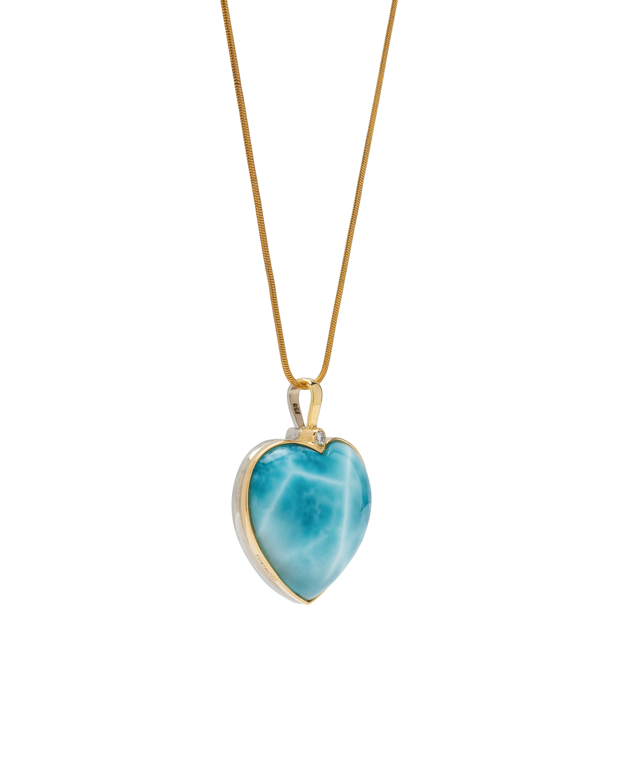 Natural Dominican Larimar gemstone pendant, two-faced design