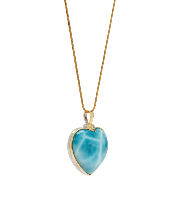 Natural Dominican Larimar gemstone pendant, two-faced design