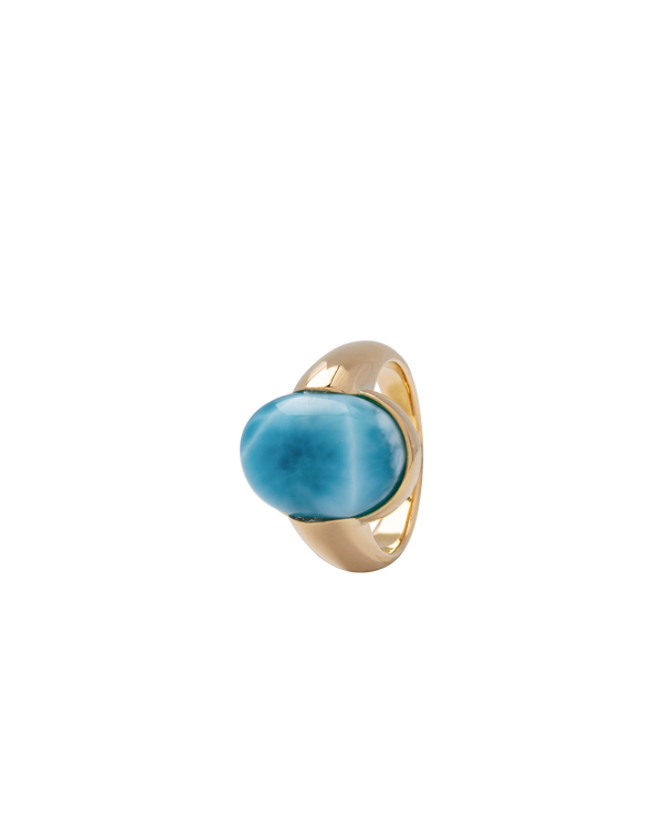Dominican Larimar ring featuring ocean wave patterns