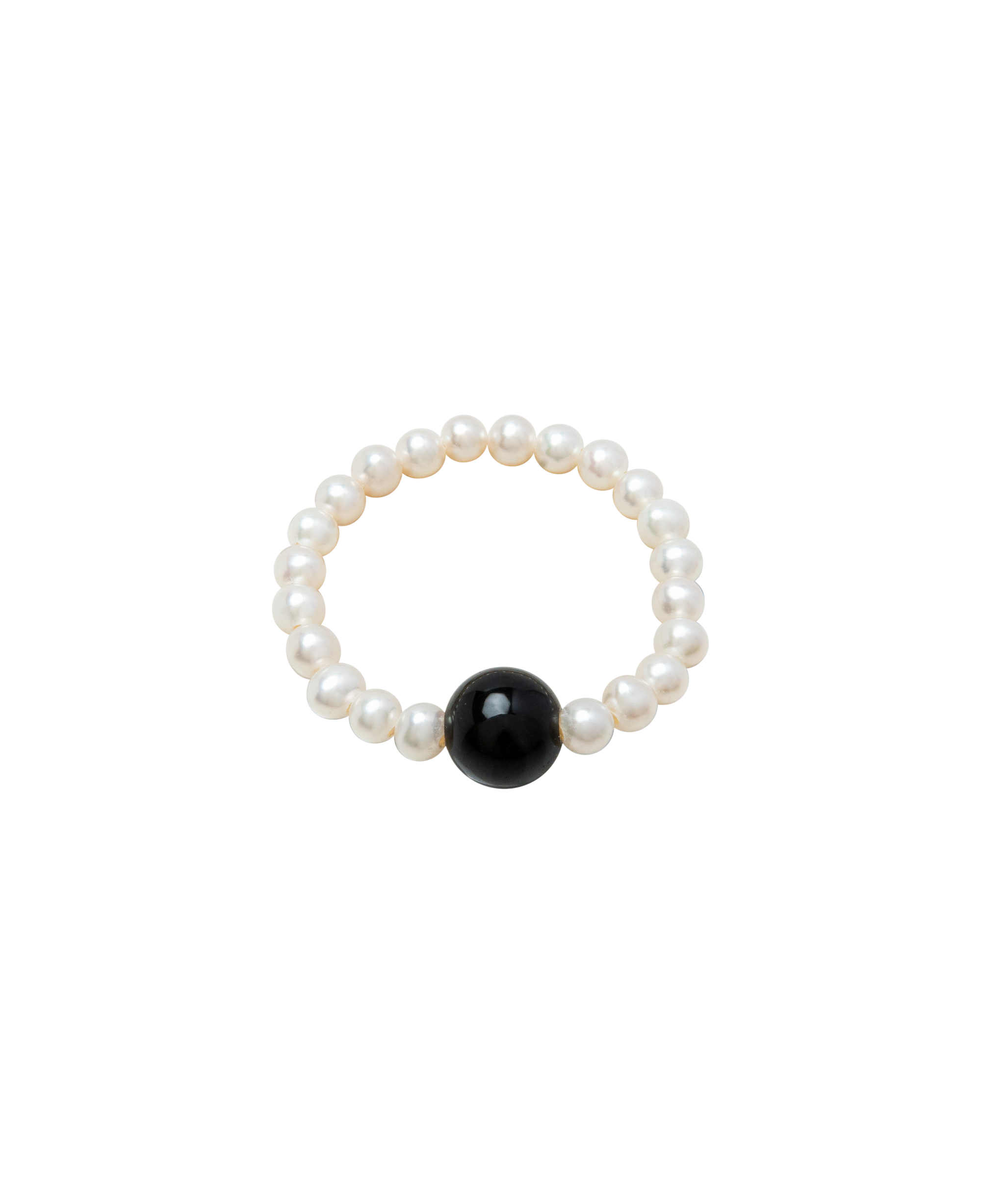 Moon & Midnight Obsidian & Pearl Ring Duo