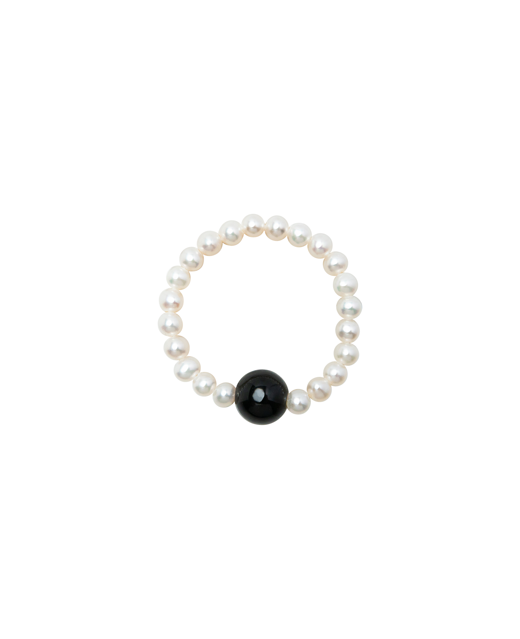 Moon & Midnight Obsidian & Pearl Ring Duo
