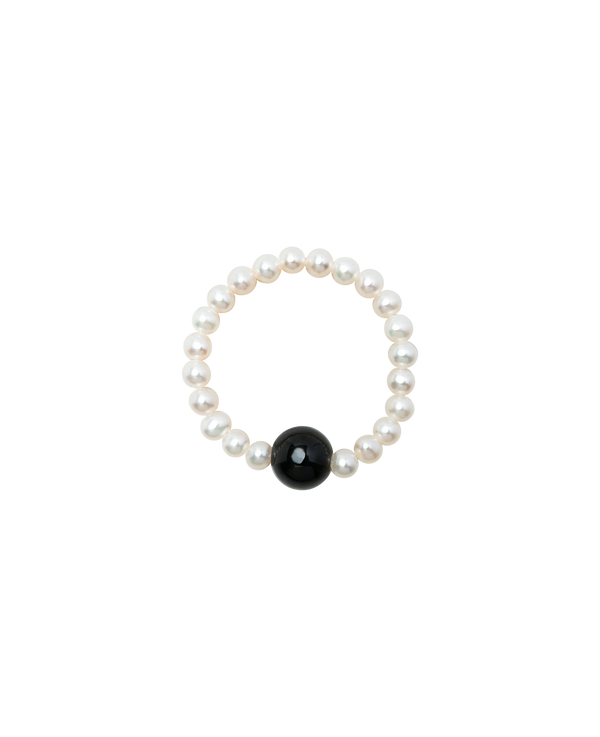 Moon & Midnight Obsidian & Pearl Ring Duo