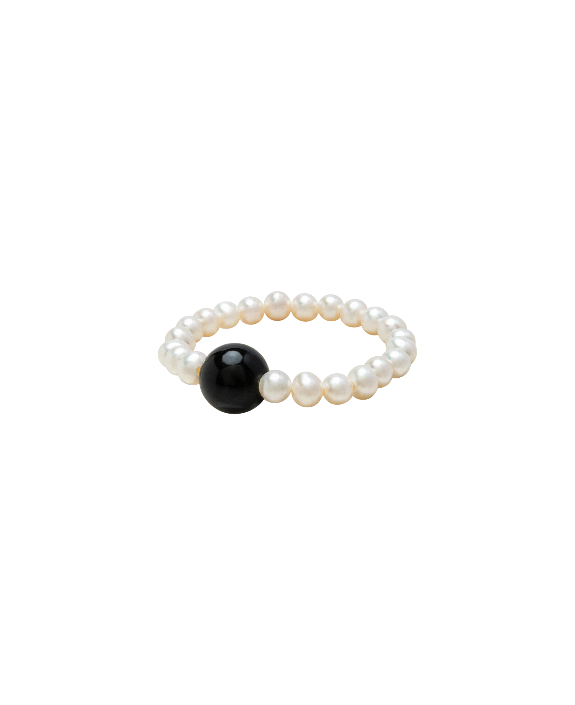 Moon & Midnight Obsidian & Pearl Ring Duo