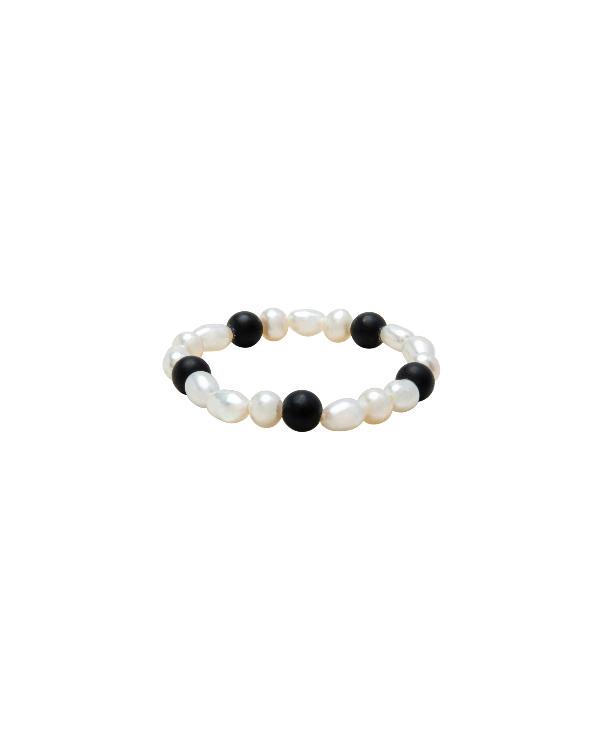 Moon & Midnight Obsidian & Pearl Ring Duo