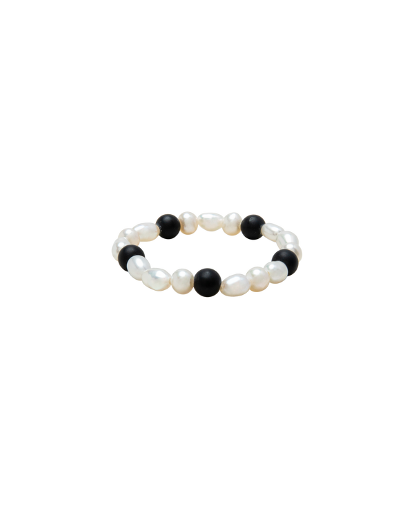 Moon & Midnight Obsidian & Pearl Ring Duo