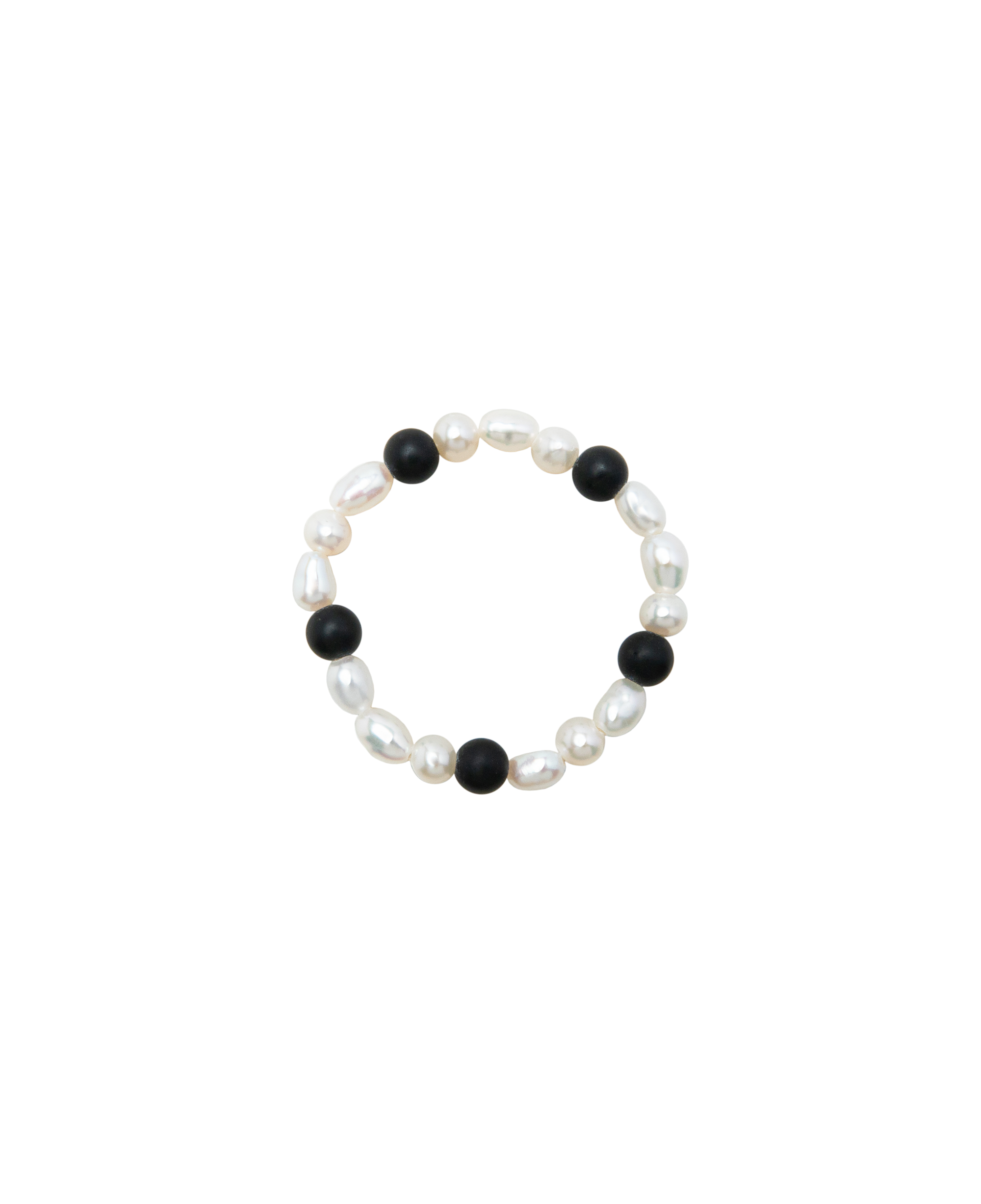 Moon & Midnight Obsidian & Pearl Ring Duo