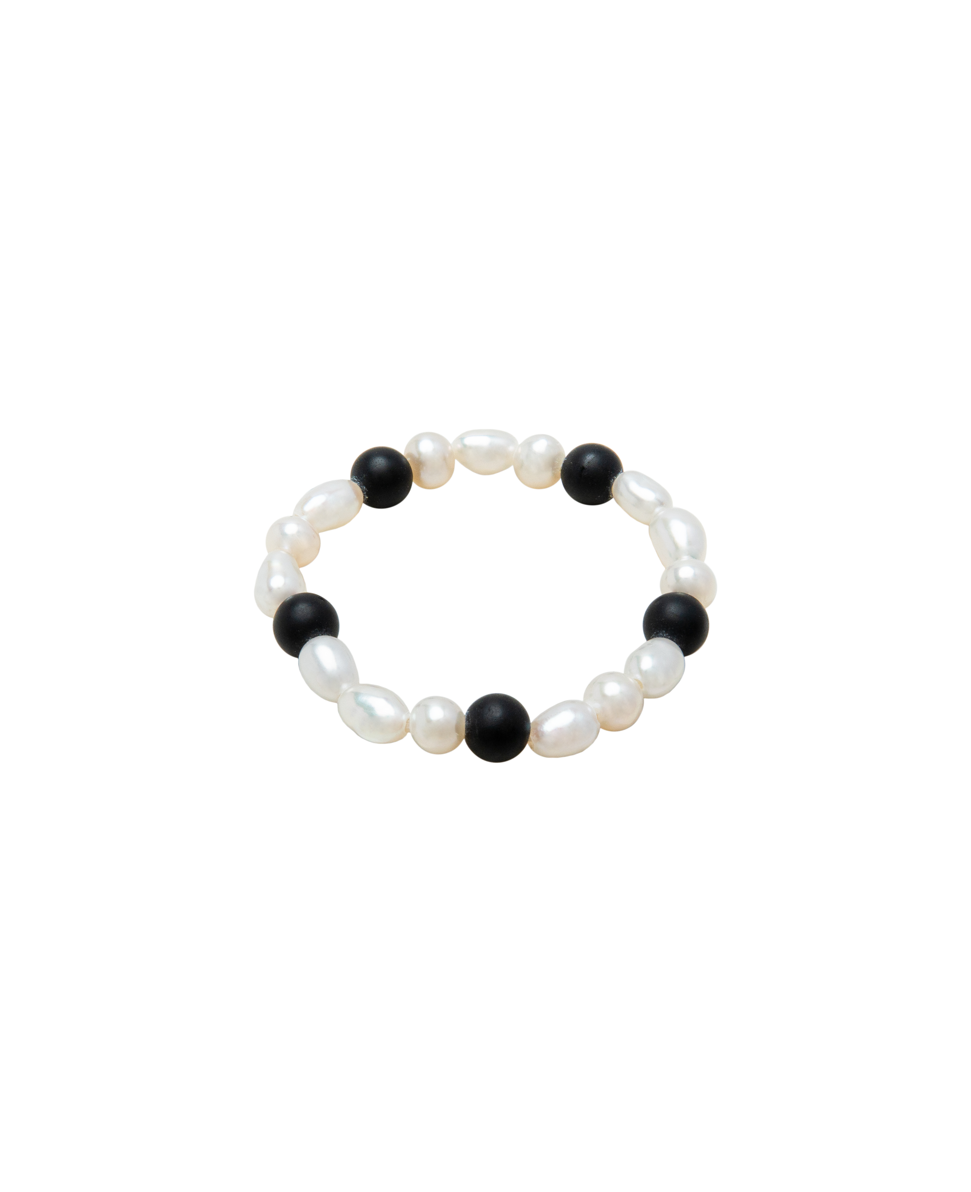 Moon & Midnight Obsidian & Pearl Ring Duo