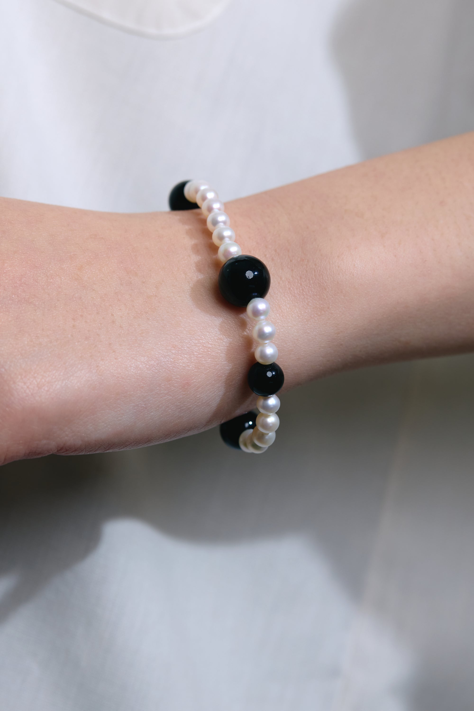 Moon & Midnight Obsidian & Pearl Bracelet