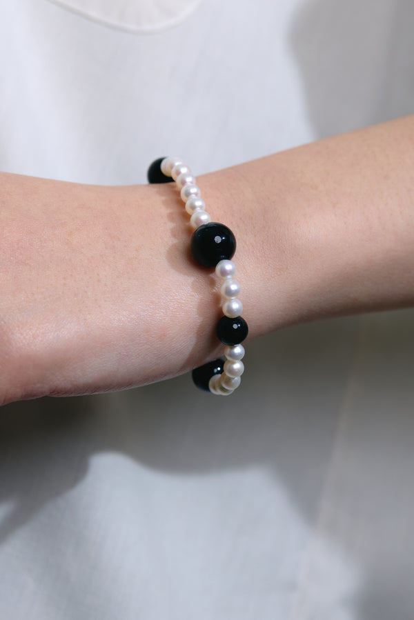 Moon & Midnight Obsidian & Pearl Bracelet