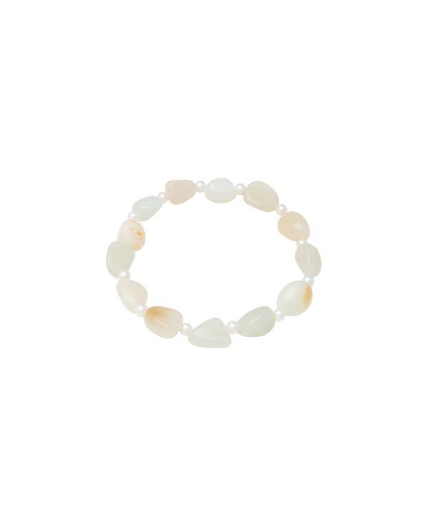 Russet Skin Hetian Jade Zi Liao & Biwa Pearl Bracelet