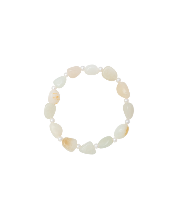 Russet Skin Hetian Jade Zi Liao & Biwa Pearl Bracelet