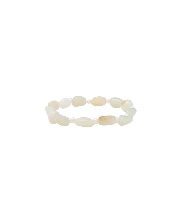 Russet Skin Hetian Jade Zi Liao & Biwa Pearl Bracelet