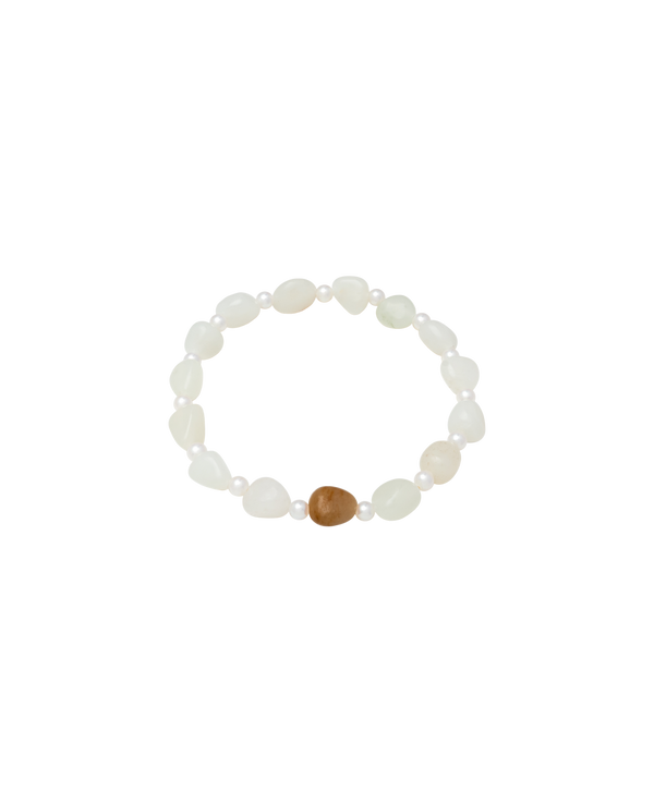 Russet Skin Hetian Jade Zi Liao & Biwa Pearl Bracelet