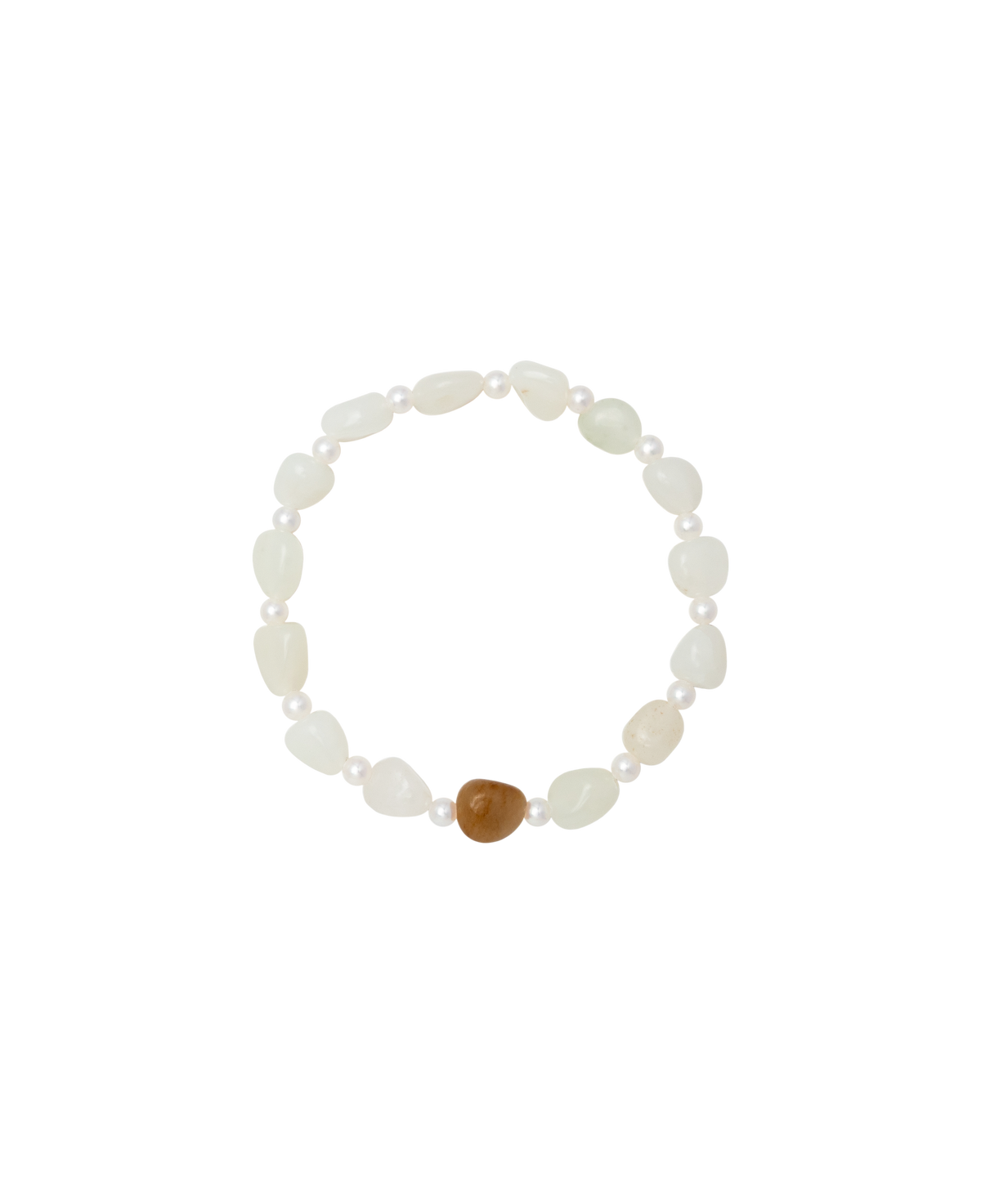 Russet Skin Hetian Jade Zi Liao & Biwa Pearl Bracelet