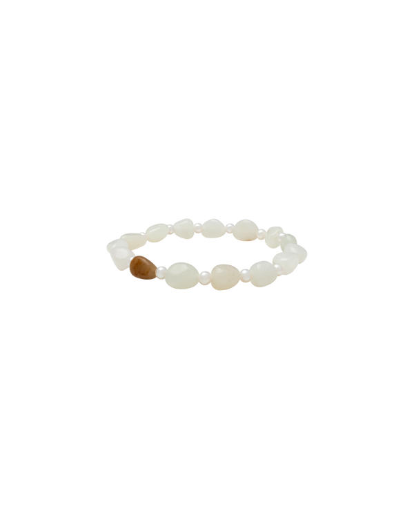 Russet Skin Hetian Jade Zi Liao & Biwa Pearl Bracelet