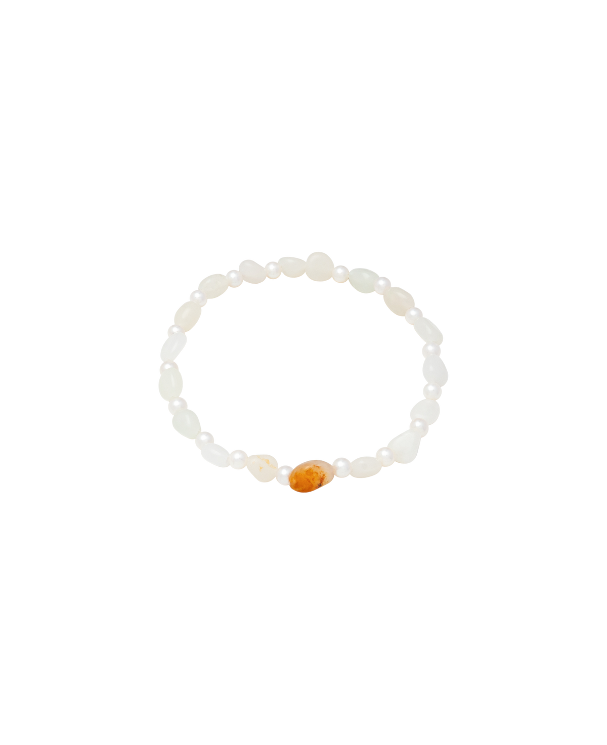 Russet Skin Hetian Jade Zi Liao & Biwa Pearl Bracelet