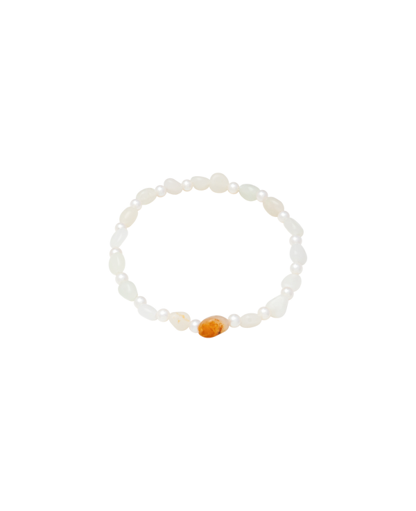 Russet Skin Hetian Jade Zi Liao & Biwa Pearl Bracelet