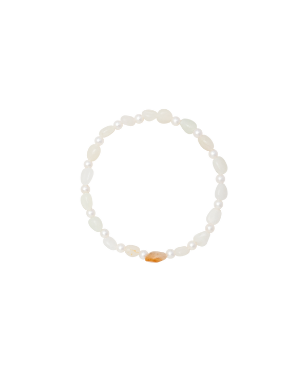 Russet Skin Hetian Jade Zi Liao & Biwa Pearl Bracelet