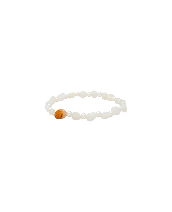 Russet Skin Hetian Jade Zi Liao & Biwa Pearl Bracelet