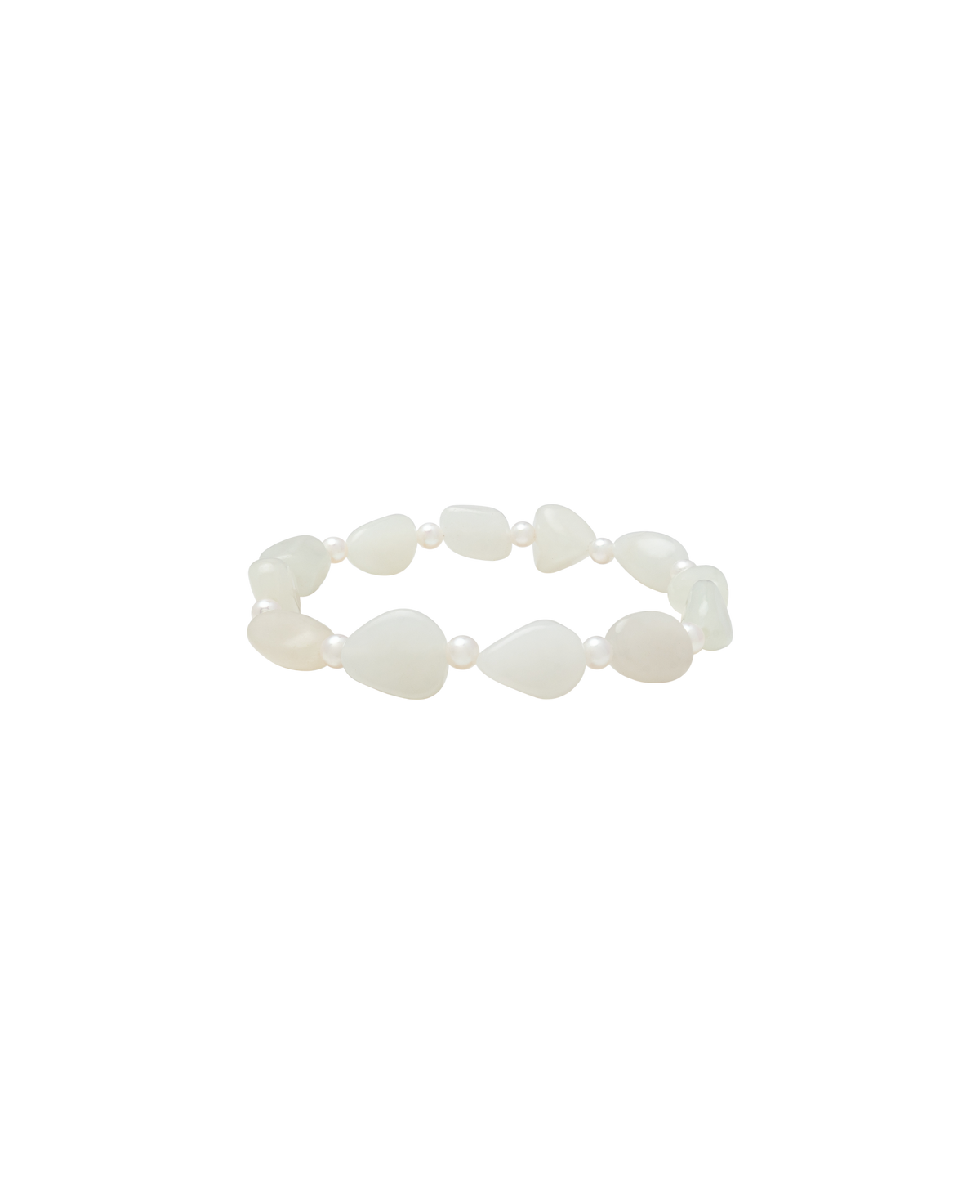 Pure White Hetian Jade Zi Liao & Biwa Pearl Bracelet