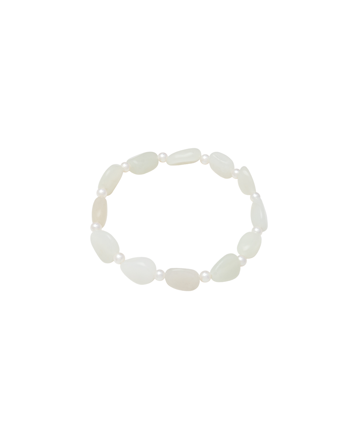 Pure White Hetian Jade Zi Liao & Biwa Pearl Bracelet