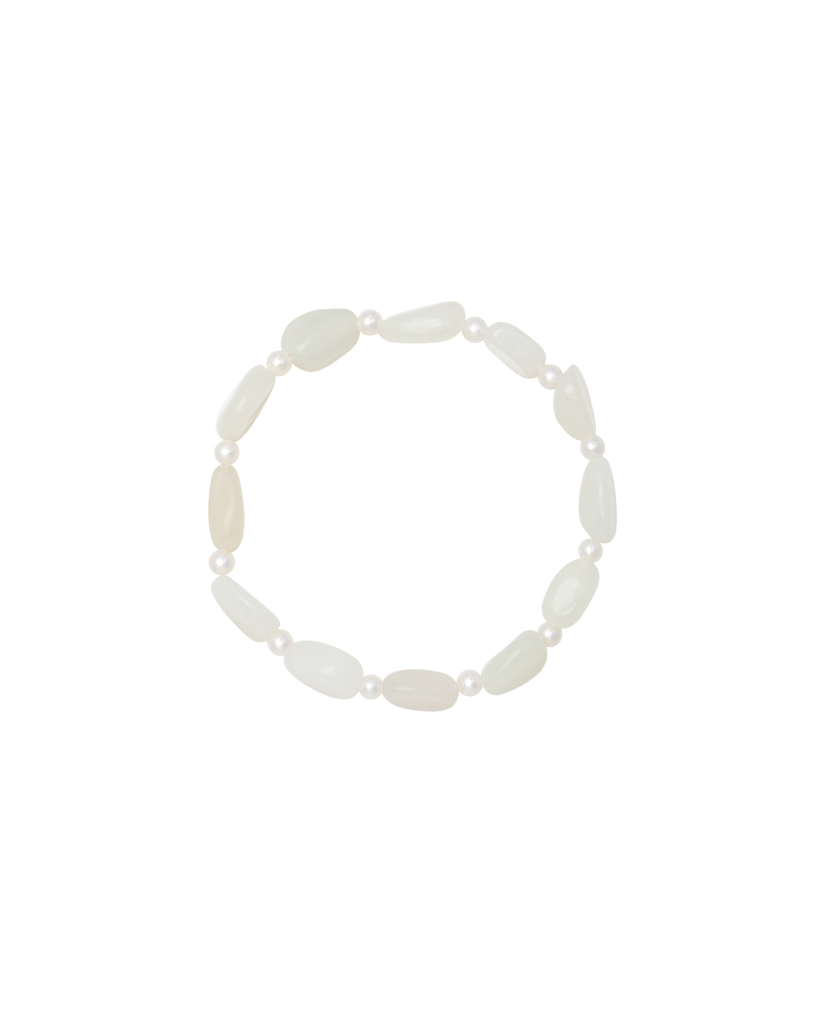 Pure White Hetian Jade Zi Liao & Biwa Pearl Bracelet