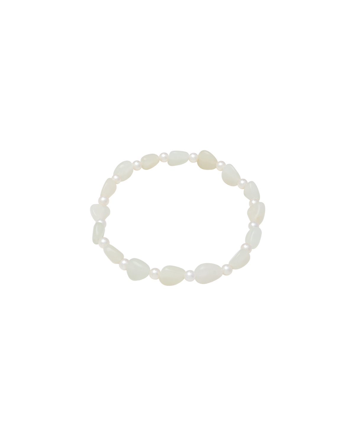 Pure White Hetian Jade Zi Liao & Biwa Pearl Bracelet