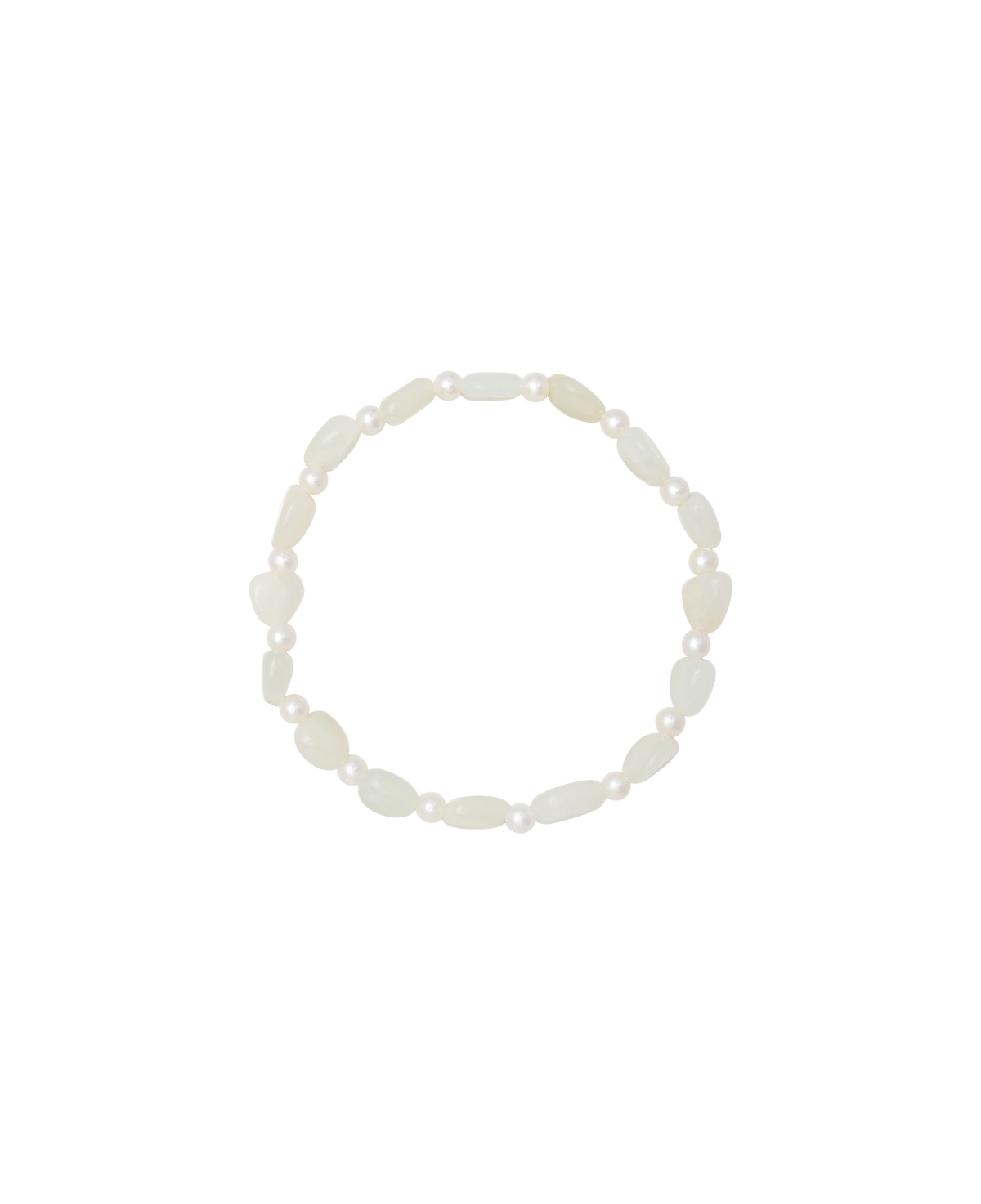 Pure White Hetian Jade Zi Liao & Biwa Pearl Bracelet