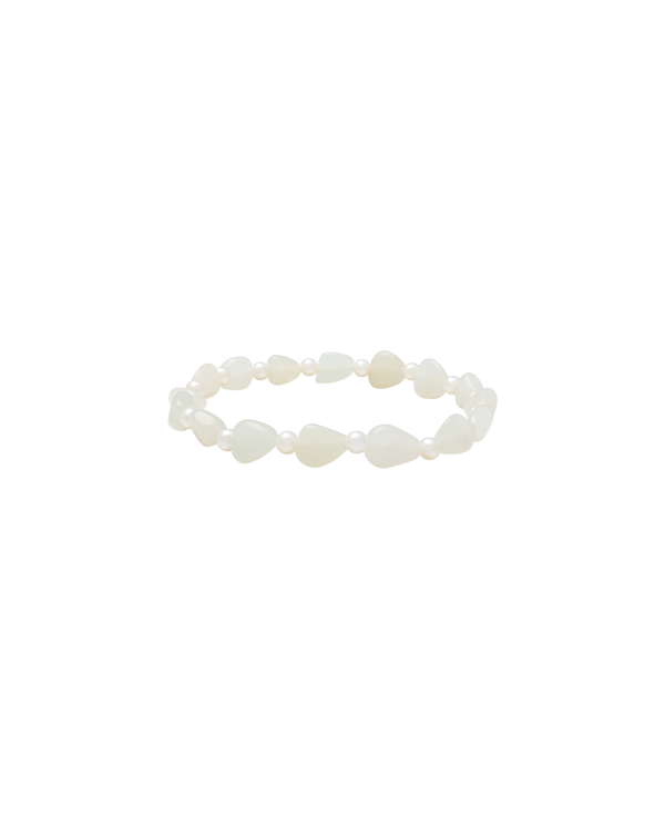 Pure White Hetian Jade Zi Liao & Biwa Pearl Bracelet