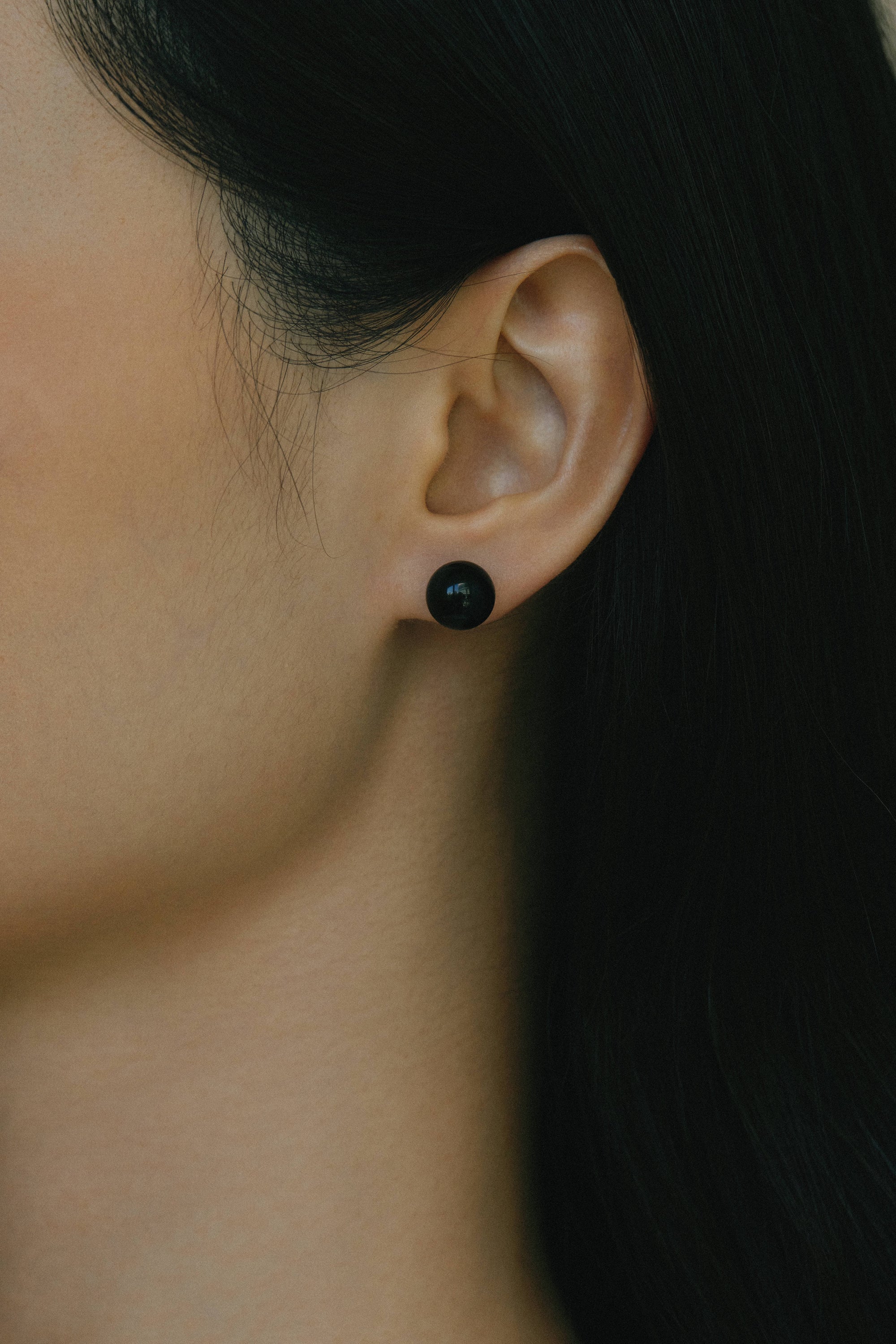 Beads Obsidian Ear Studs