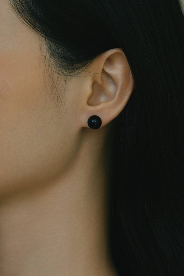 Beads Obsidian Ear Studs