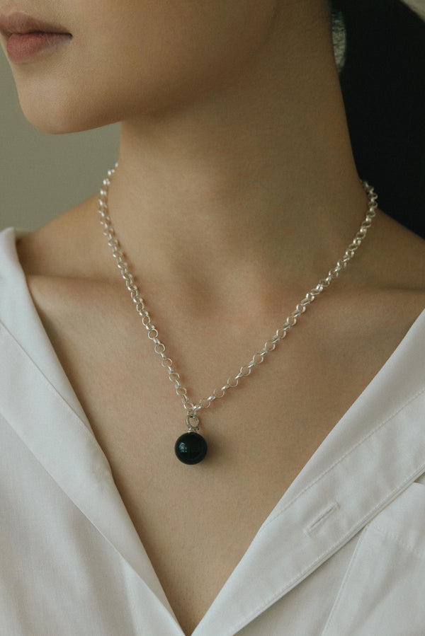Beads Obsidian Pendant Necklace