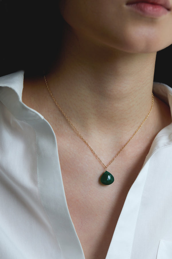Green Agate Pear Necklace