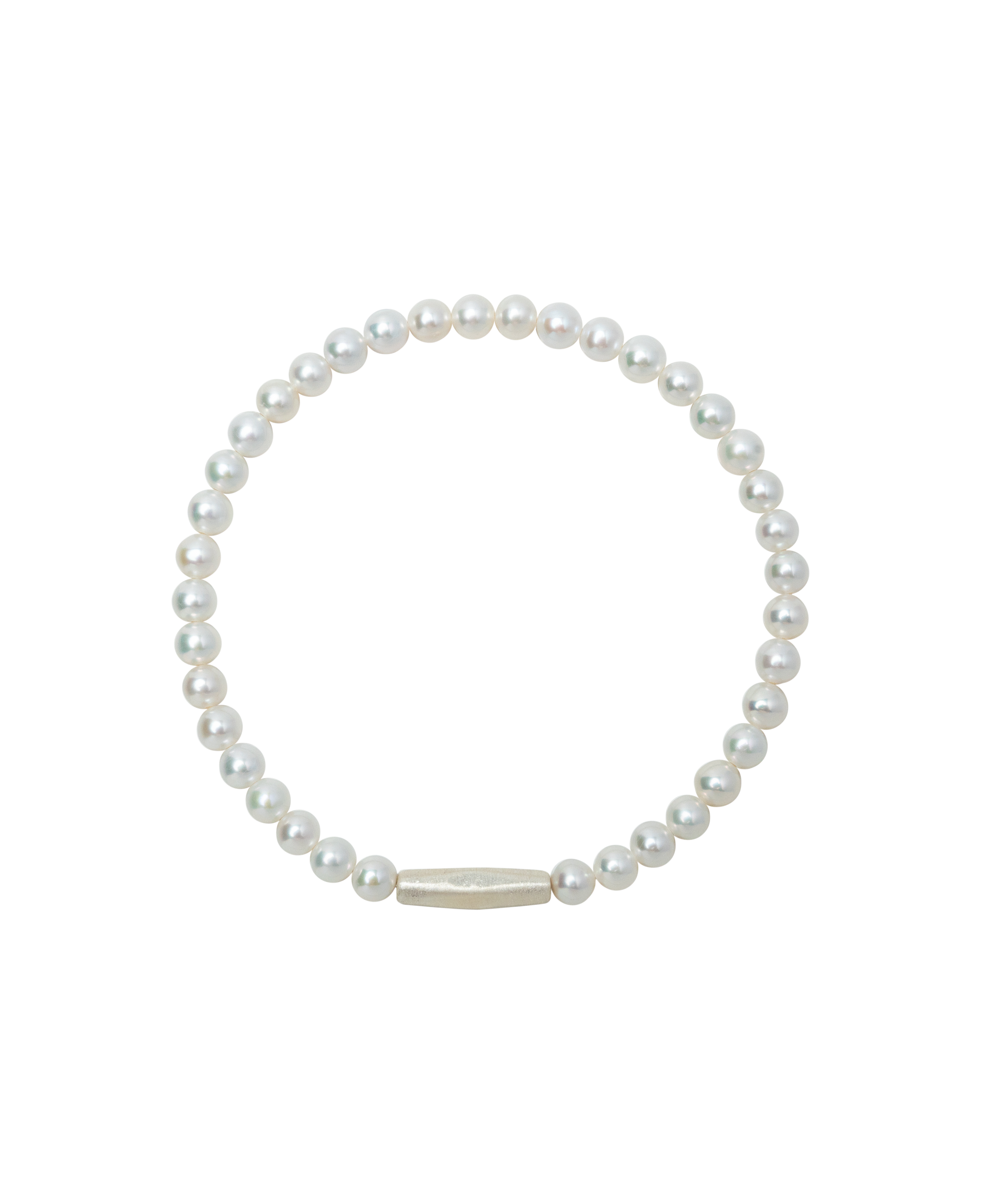 baby freshwater pearl bracelet featuring lustrous pearls and a matte sterling silver clasp.