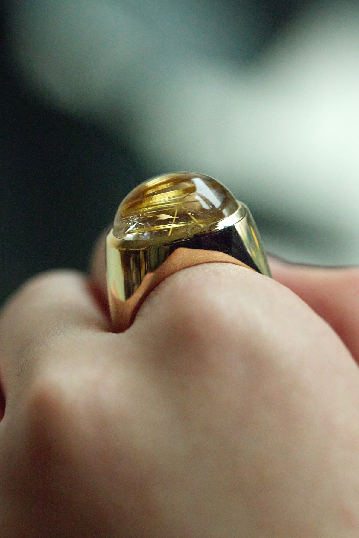 Gold Rutiled Quartz Dome Ring