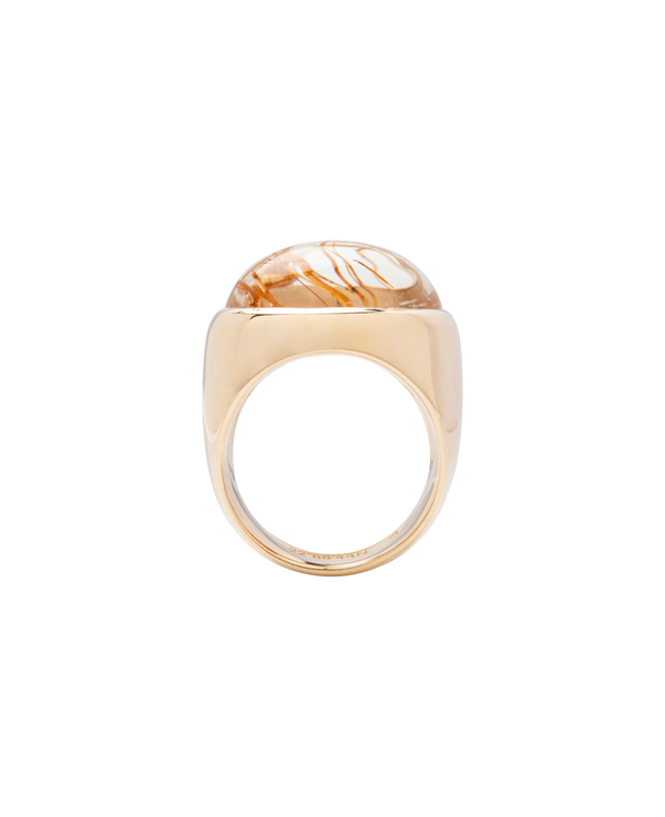 Gold Rutiled Quartz Dome Ring