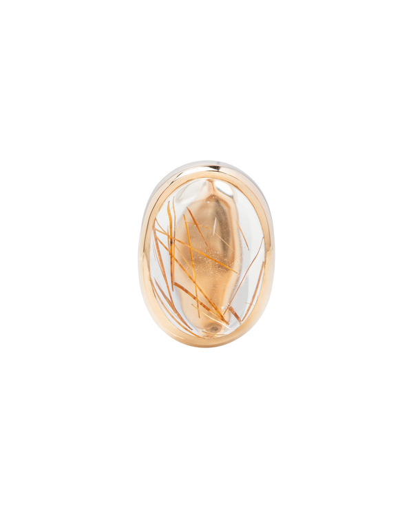 Gold Rutiled Quartz Dome Ring