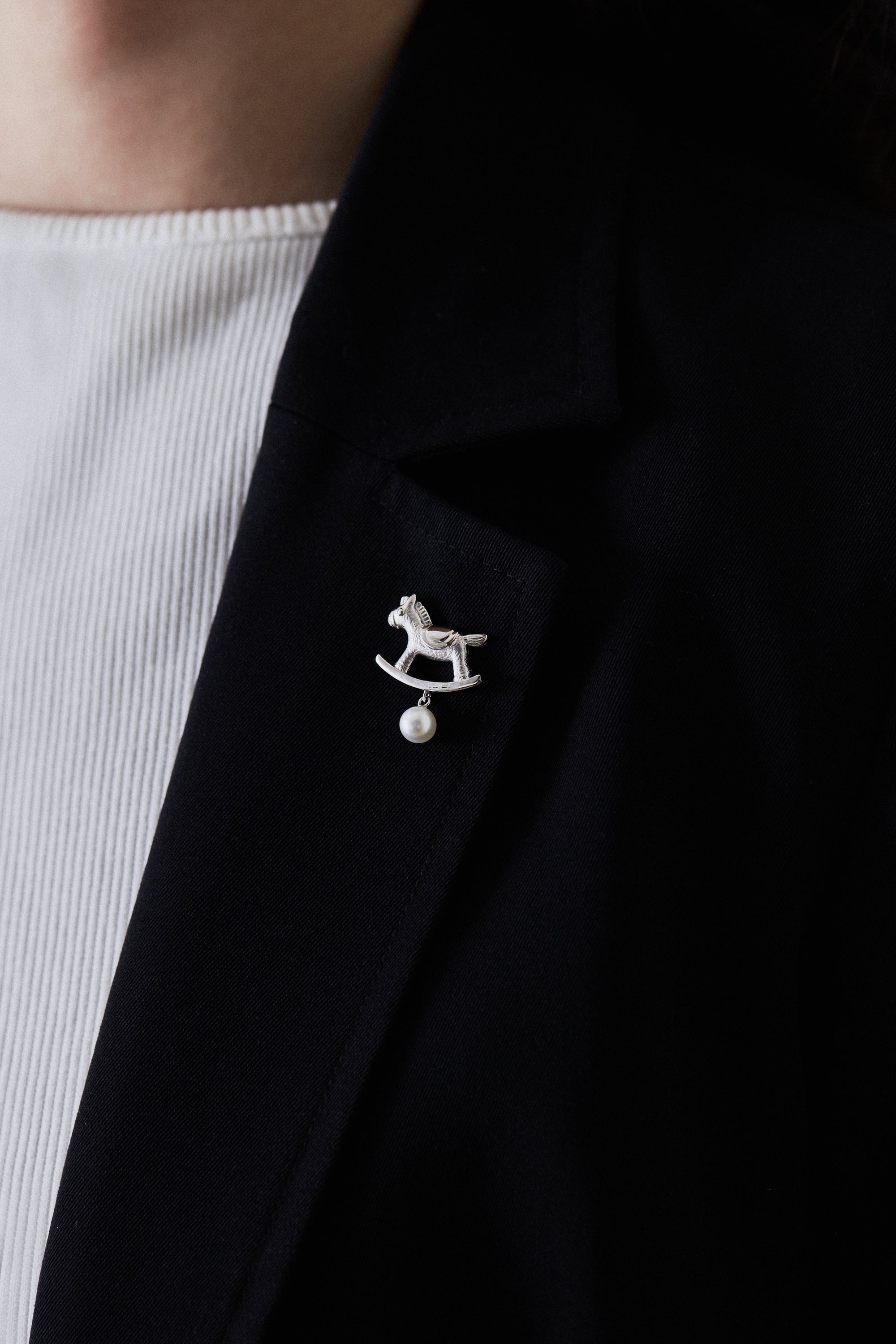 Rocking Pony Brooch With Akoya Pearl